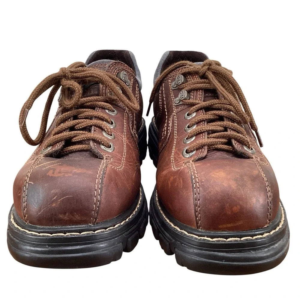 GBX Shoe Boots Punk Brown Leather Chunky Lace Up 041517 Men's Size US 12 M